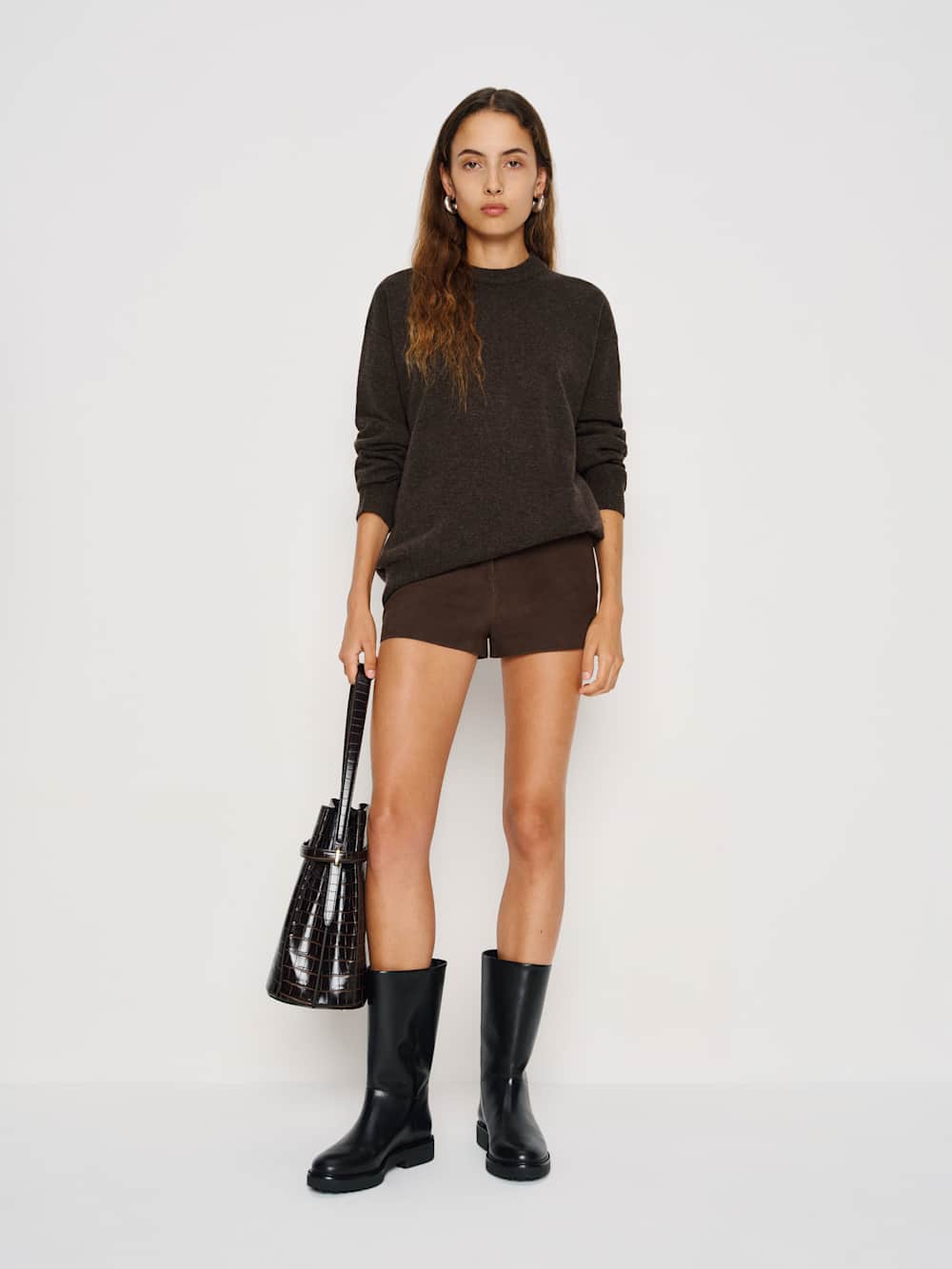 Reformation Fabian Regenerative Wool Crew - Espresso