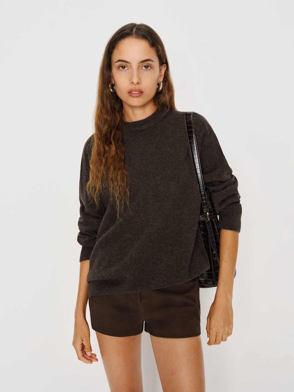 Reformation Fabian Regenerative Wool Crew - Espresso