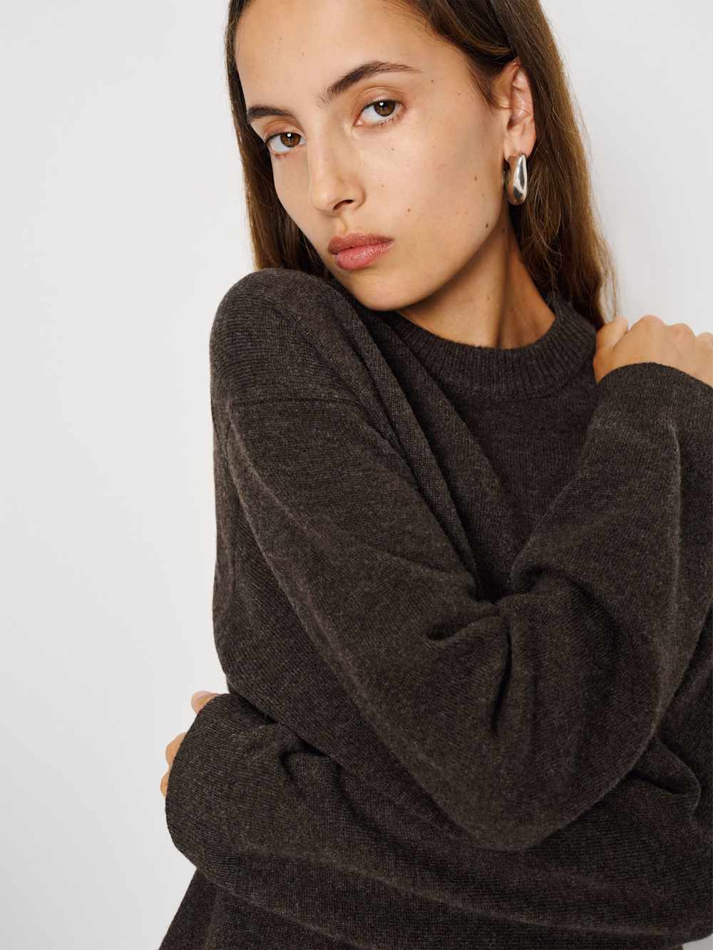 Reformation Fabian Regenerative Wool Crew - Espresso