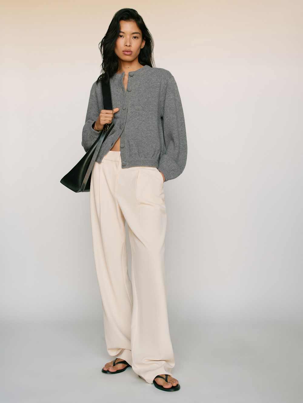 Reformation Cobel Regenerative Wool Cardigan - Mid Grey