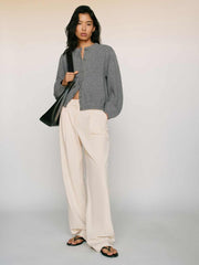 Reformation Cobel Regenerative Wool Cardigan - Mid Grey
