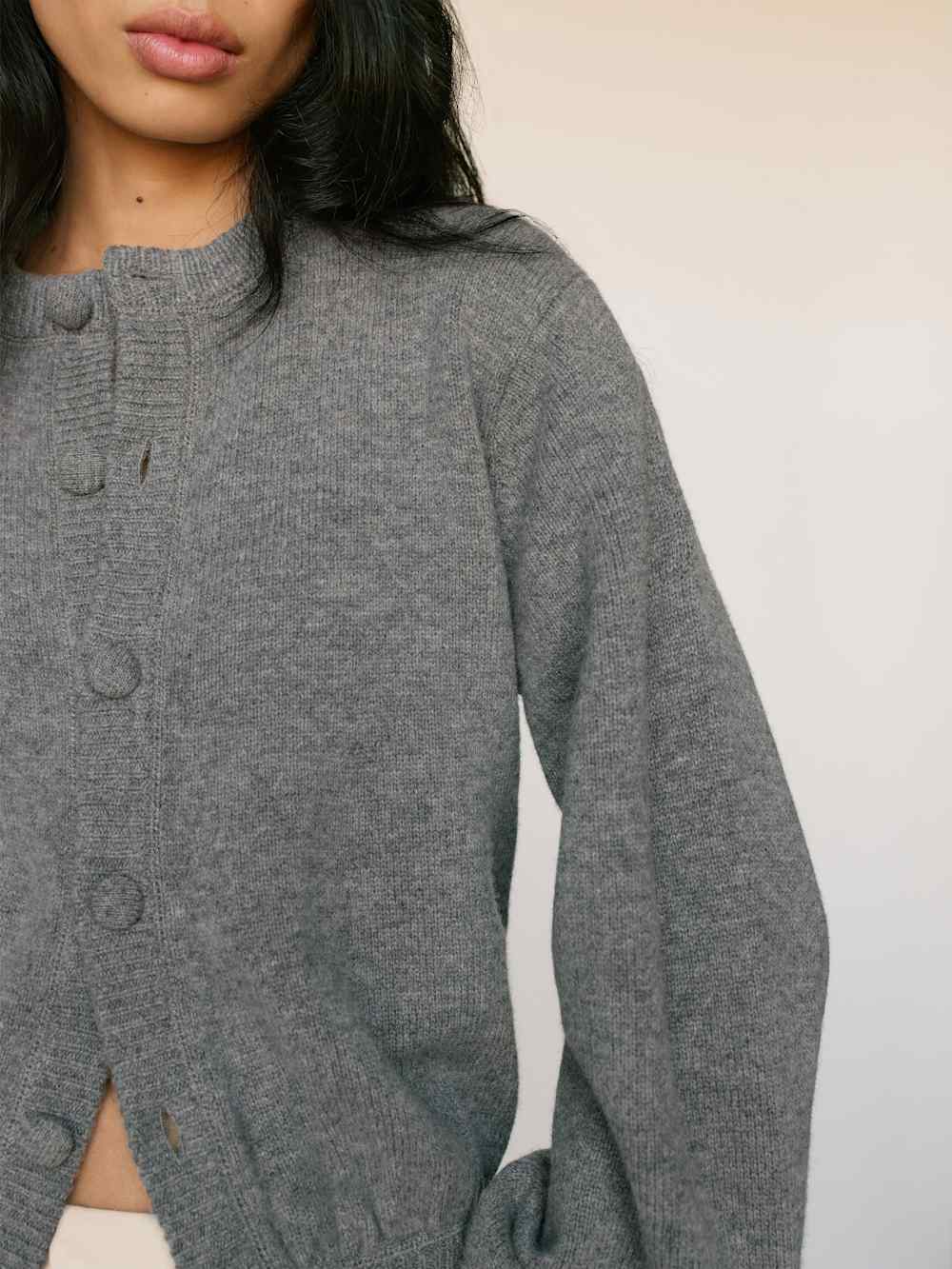 Reformation Cobel Regenerative Wool Cardigan - Mid Grey