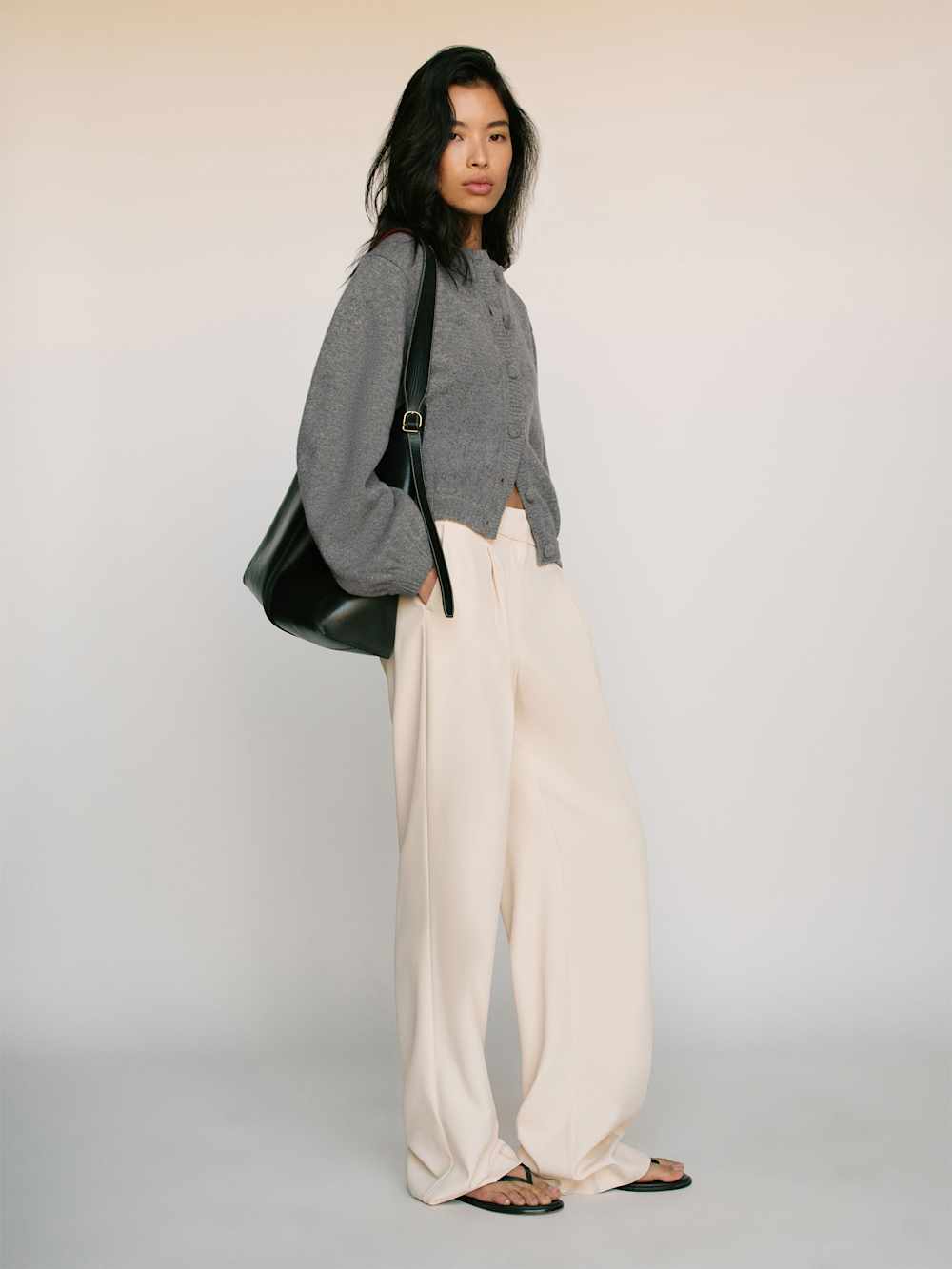 Reformation Cobel Regenerative Wool Cardigan - Mid Grey