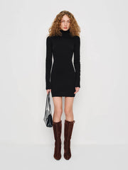 Reformation Helly Cashmere Turtleneck Dress - Black