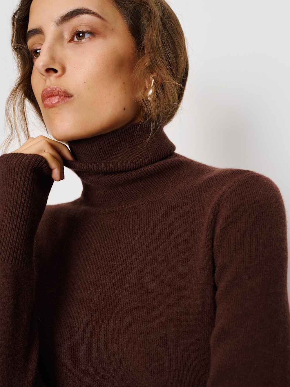 Reformation Helly Cashmere Turtleneck Dress - Mahogany