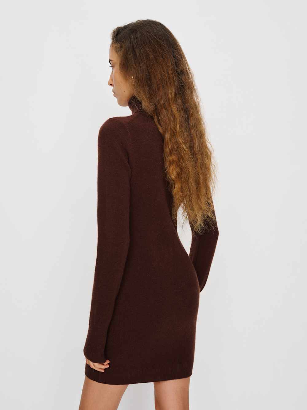 Reformation Helly Cashmere Turtleneck Dress - Mahogany