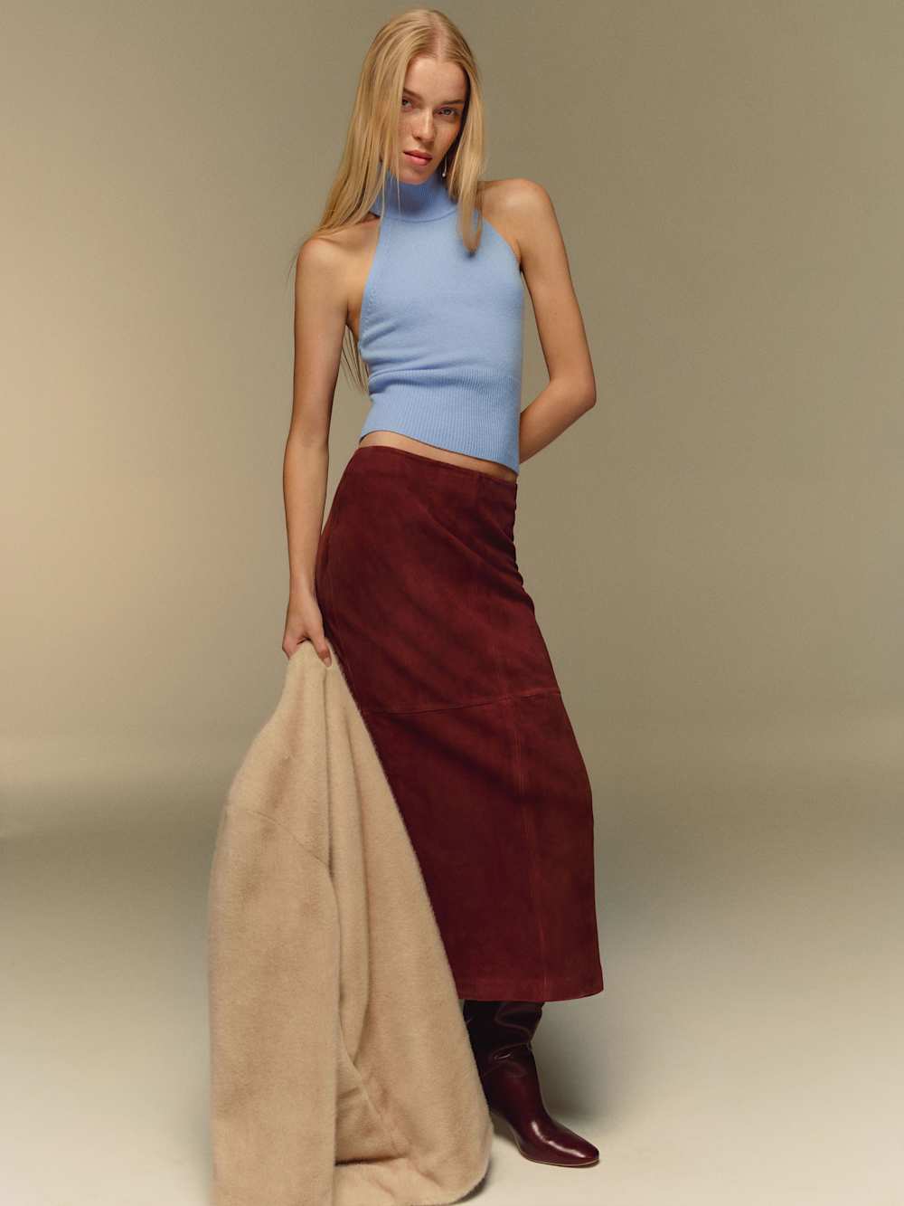 Reformation Leni Cashmere Halter - Ice Water