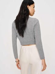 Reformation Gracie Cashmere Crew Cardigan - Floral Embroidery