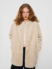 Reformation Devin Faux Fur Coat - Polar