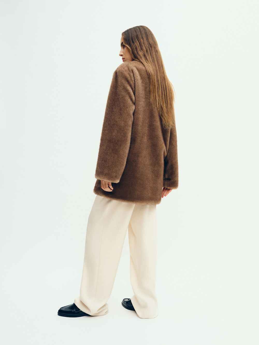 Reformation Devin Faux Fur Coat - Taupe