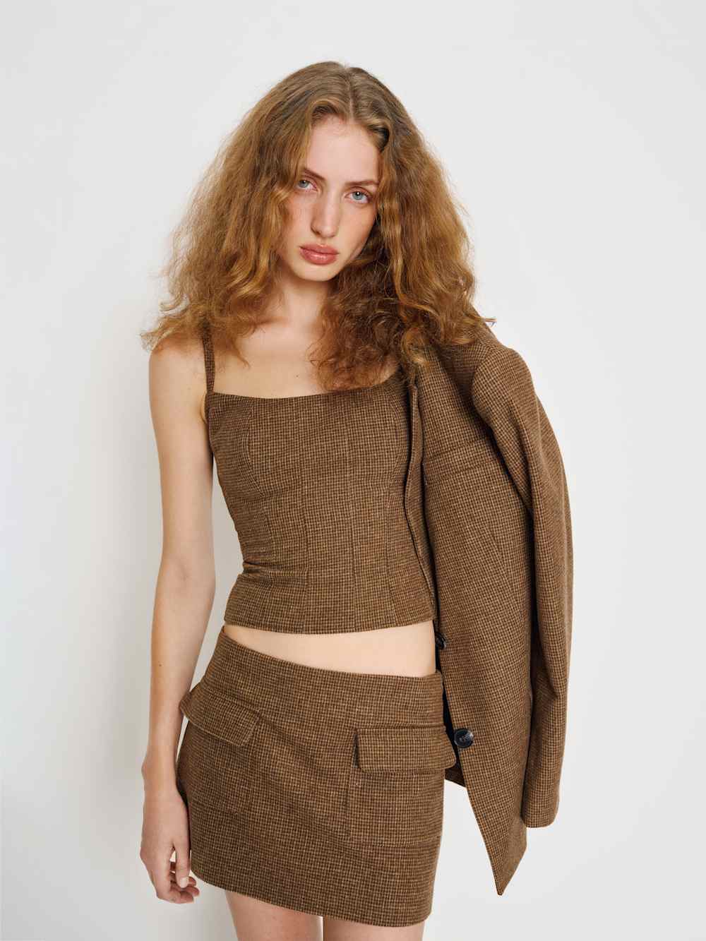 Reformation Hattie Top - Brown Check