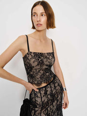 Reformation Tessi Top - Black Lace