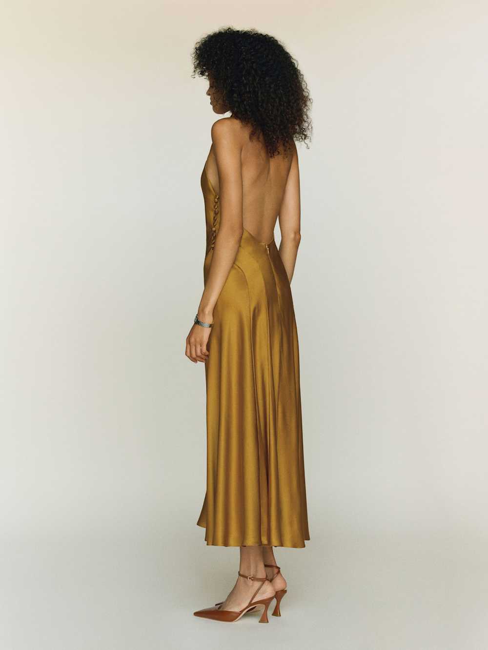 Reformation Kaylah Silk Dress - Honey Mustard