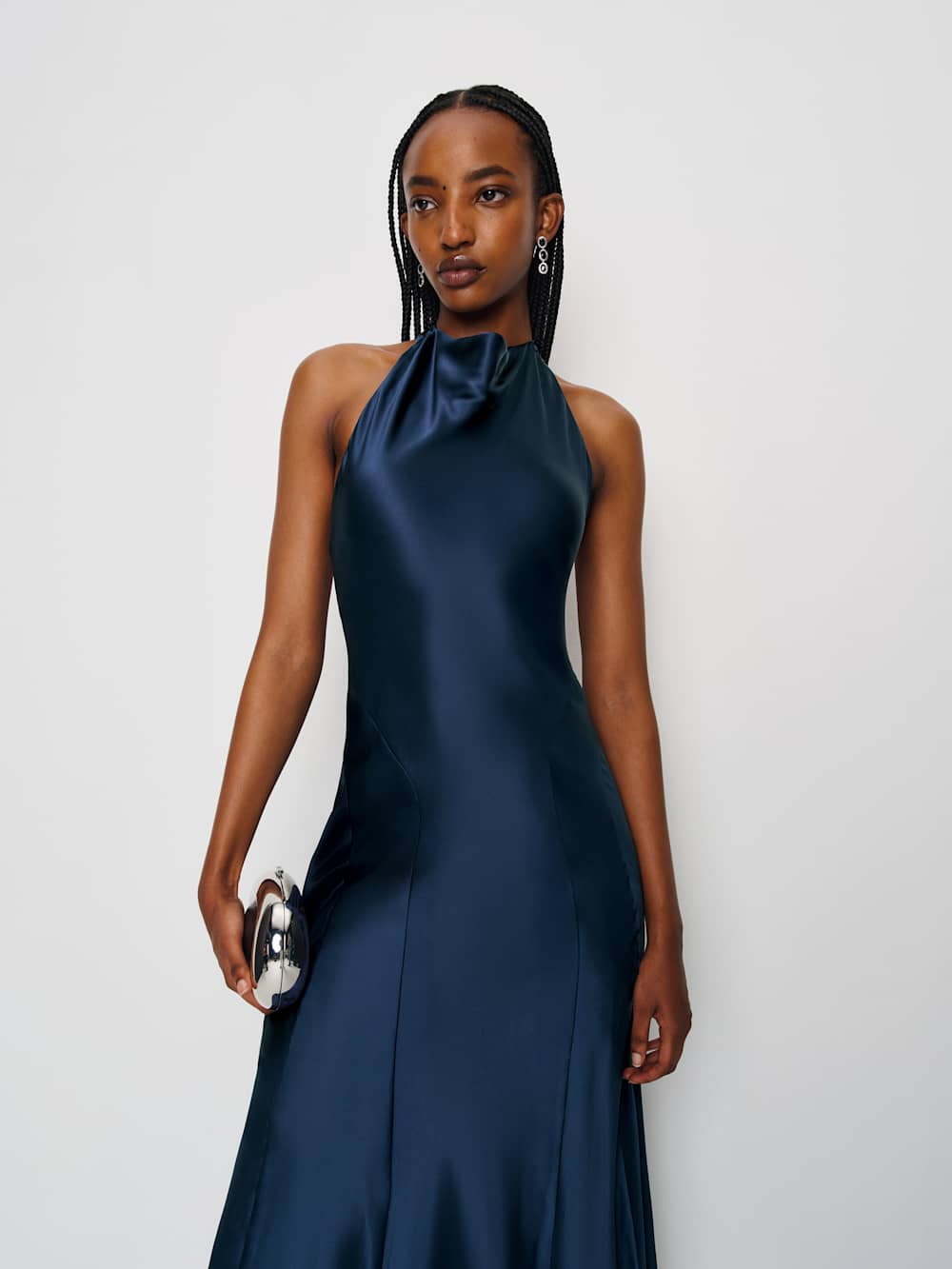 Reformation Kaylah Silk Dress - Navy