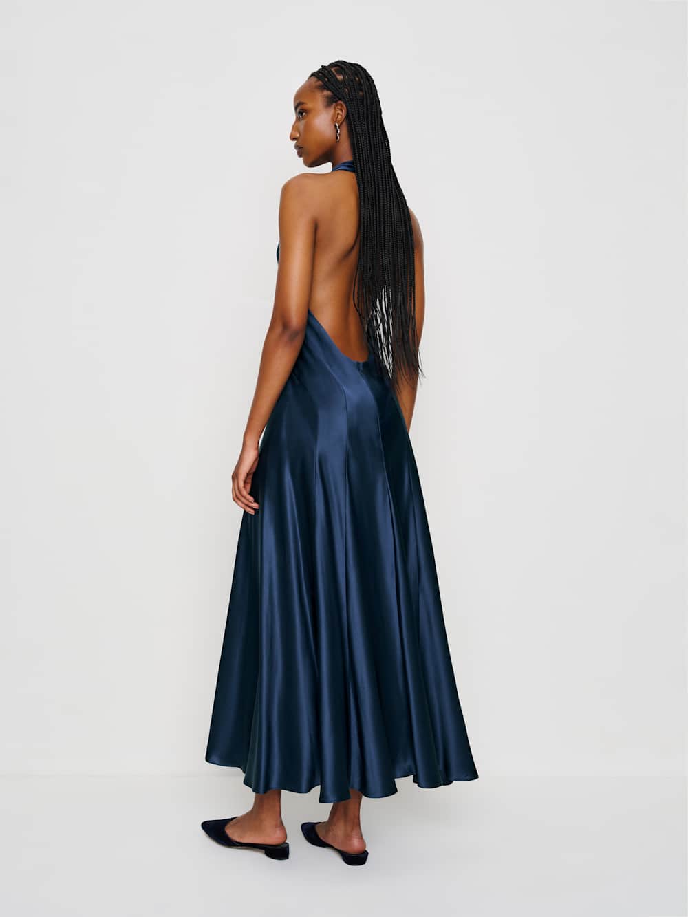 Reformation Kaylah Silk Dress - Navy