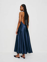 Reformation Kaylah Silk Dress - Navy