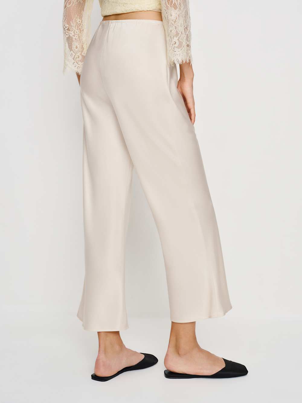 Reformation Gale Satin Mid Rise Capri Pant - Almond