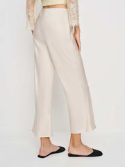 Reformation Gale Satin Mid Rise Capri Pant - Almond