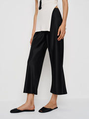 Reformation Gale Satin Mid Rise Capri Pant - Black