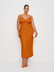Reformation Sara Linen Dress Es - Nectarine