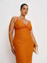 Reformation Sara Linen Dress Es - Nectarine