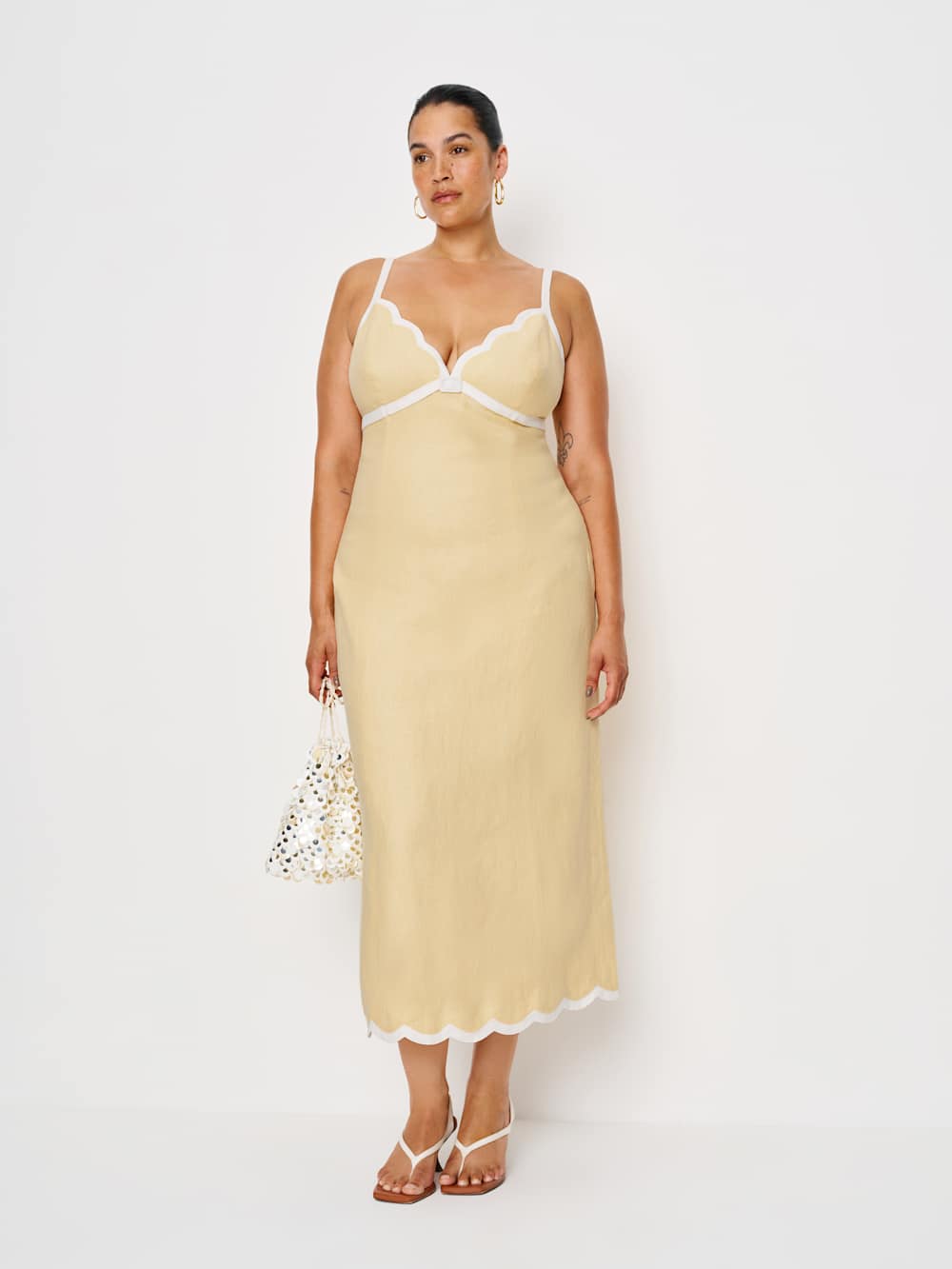 Reformation Sara Linen Dress Es - Parmesan