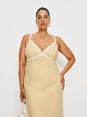 Reformation Sara Linen Dress Es - Parmesan