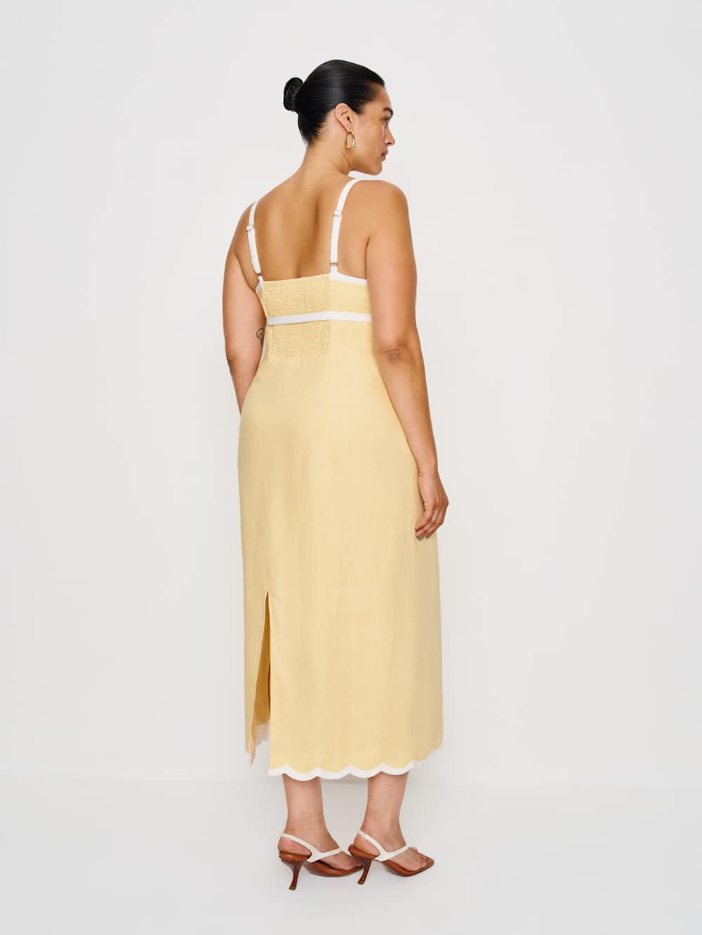 Reformation Sara Linen Dress Es - Parmesan
