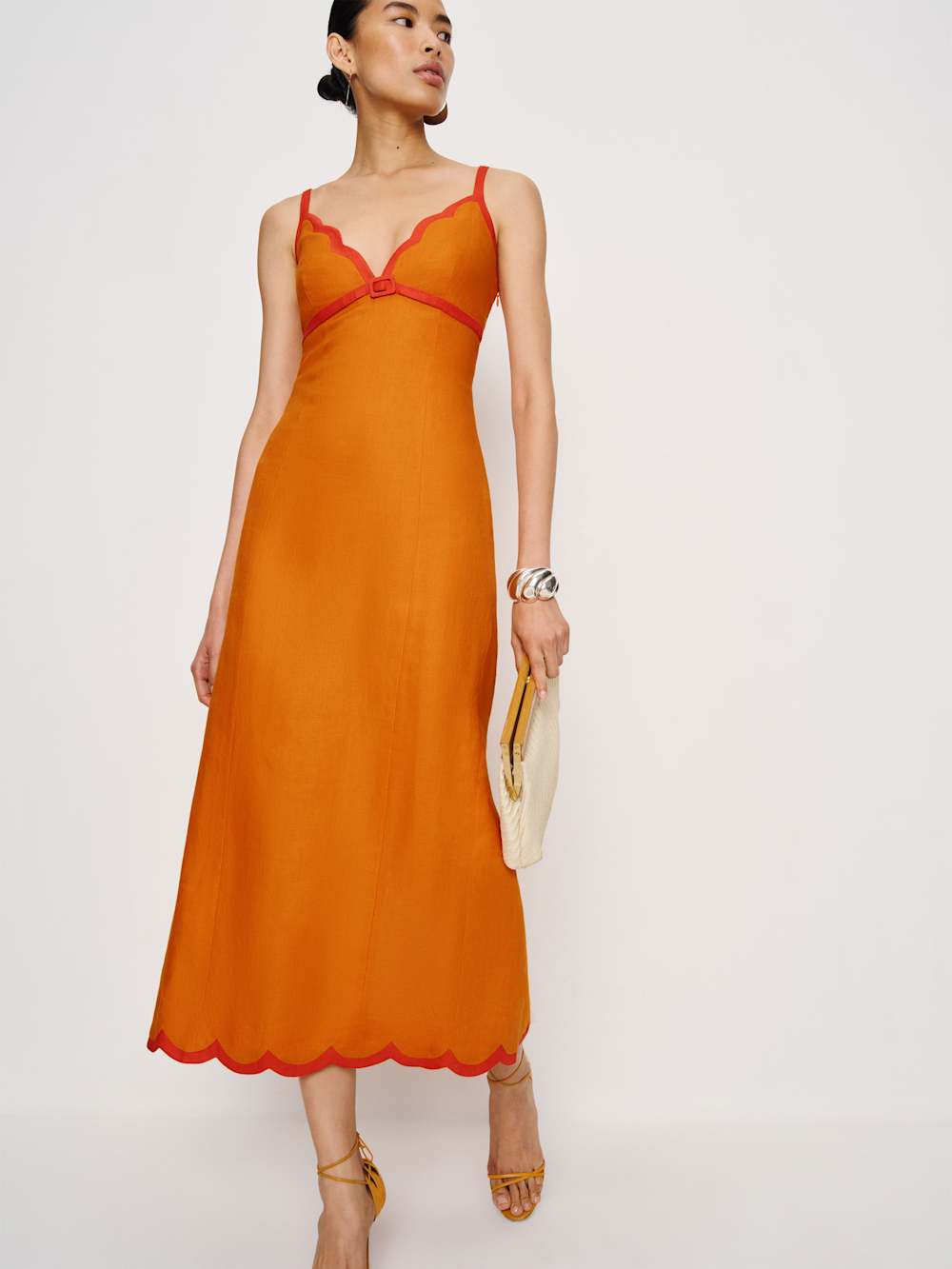 Reformation Petites Sara Linen Dress - Nectarine