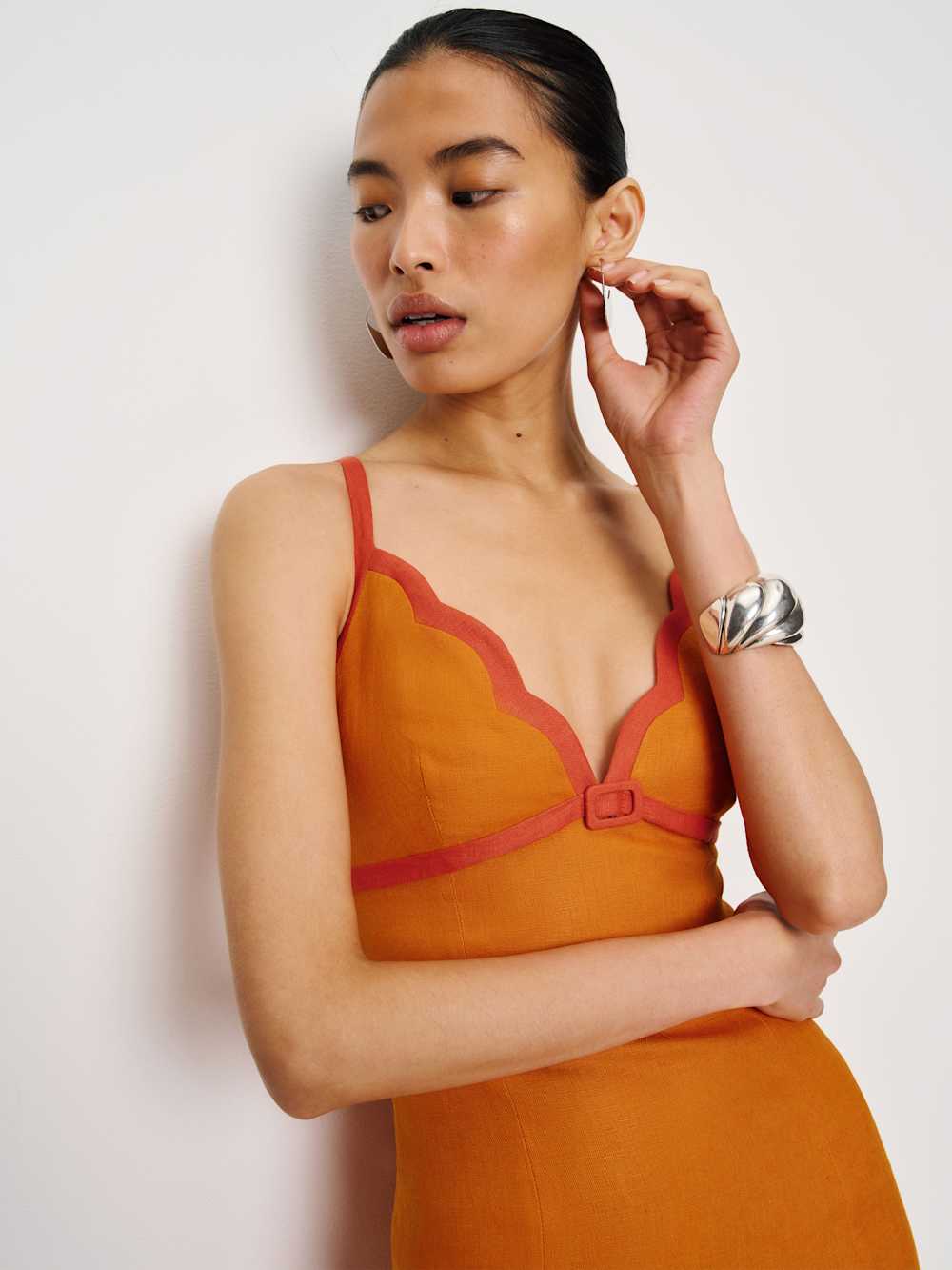 Reformation Petites Sara Linen Dress - Nectarine