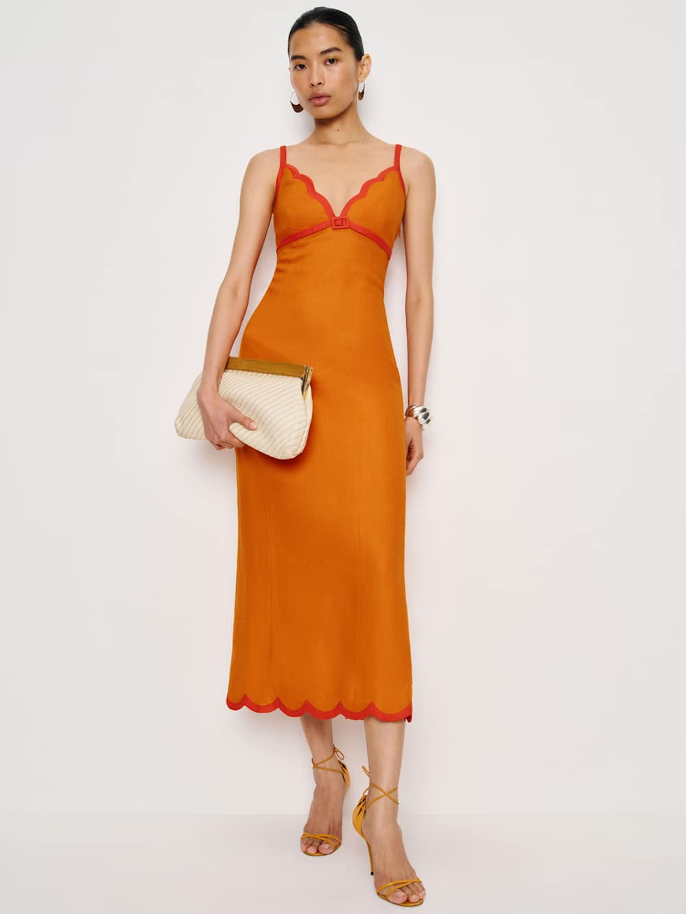 Reformation Petites Sara Linen Dress - Nectarine