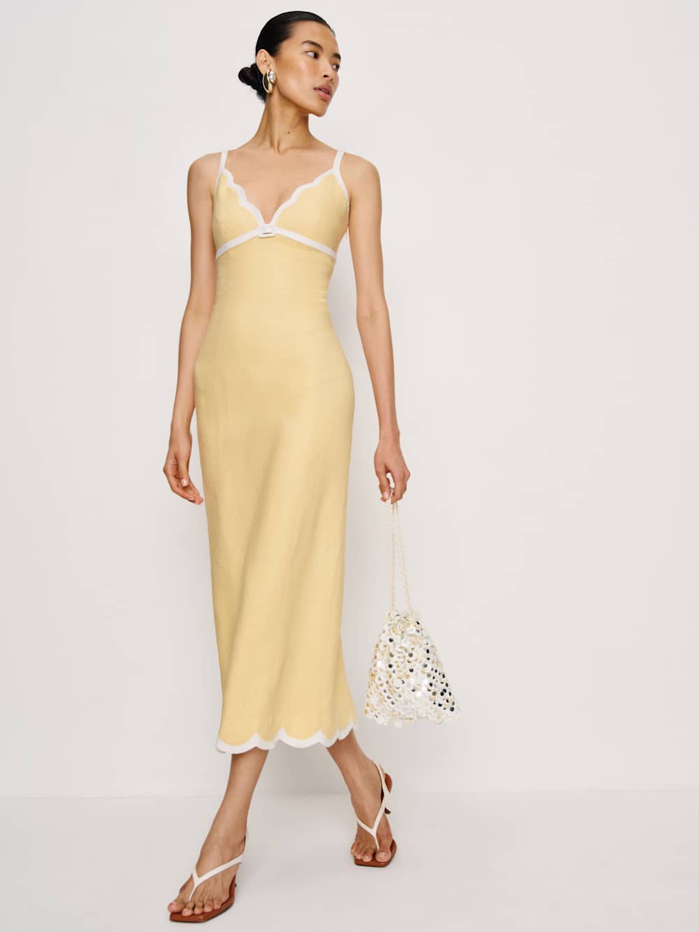 Reformation Petites Sara Linen Dress - Parmesan