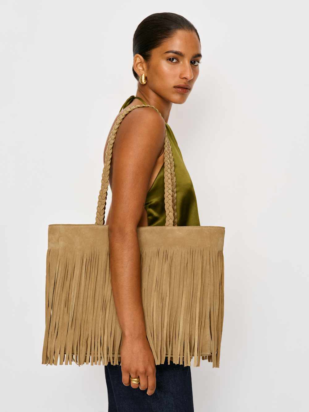 Reformation Luna Tote Bag - Hazel Suede
