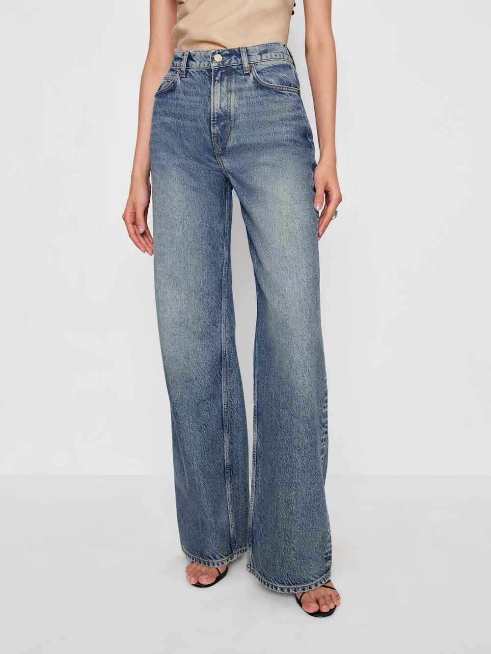 Reformation Cary High Rise Slouchy Wide Leg Short Jeans - Colorado