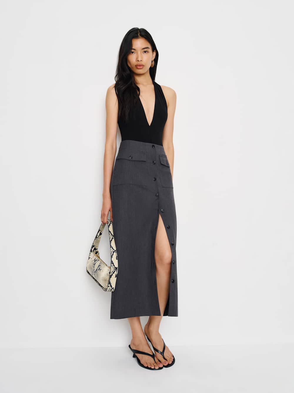 Reformation Britt Skirt - Charcoal
