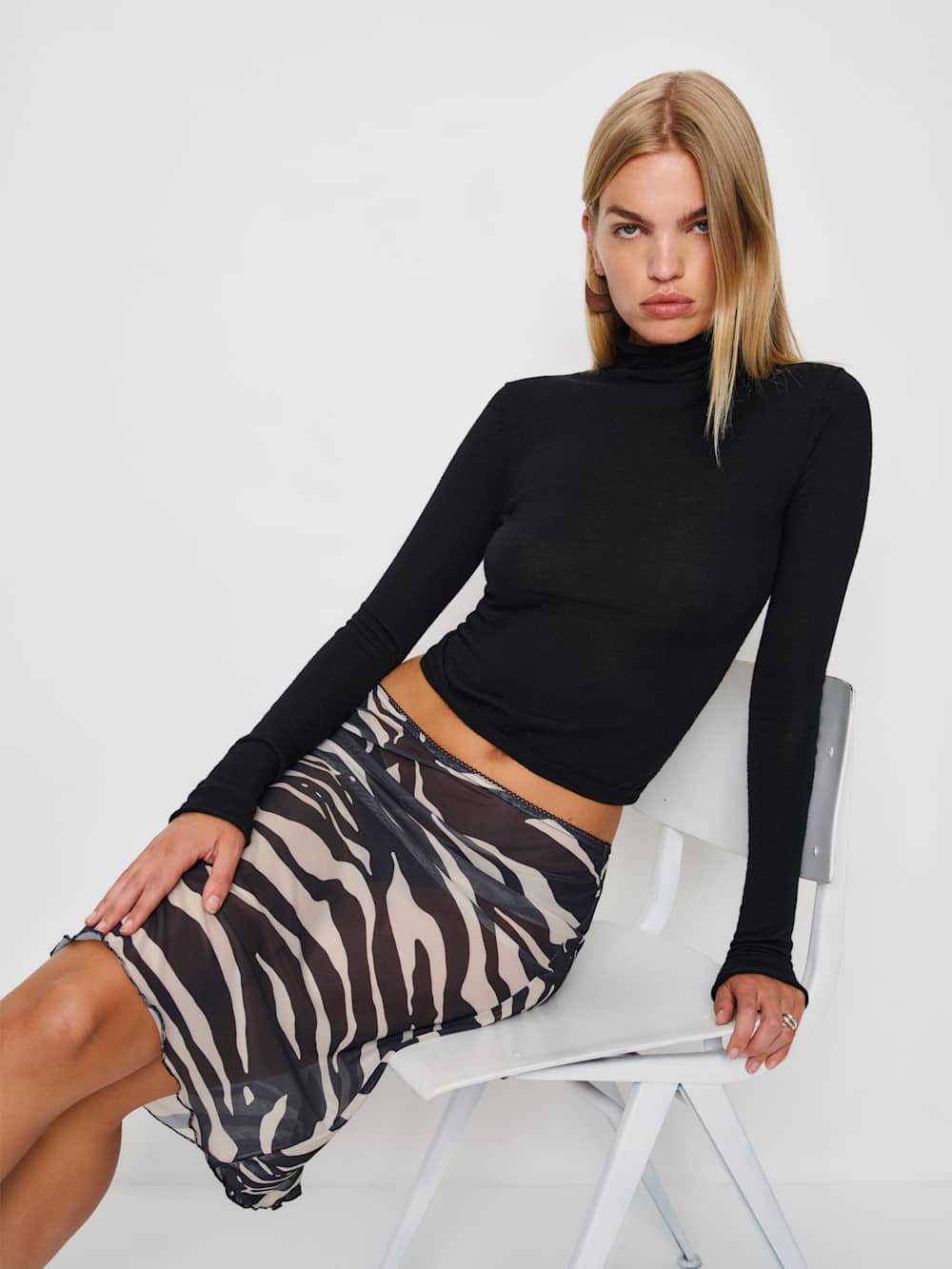 Reformation Brodie Sheer Knit Skirt - Bronco