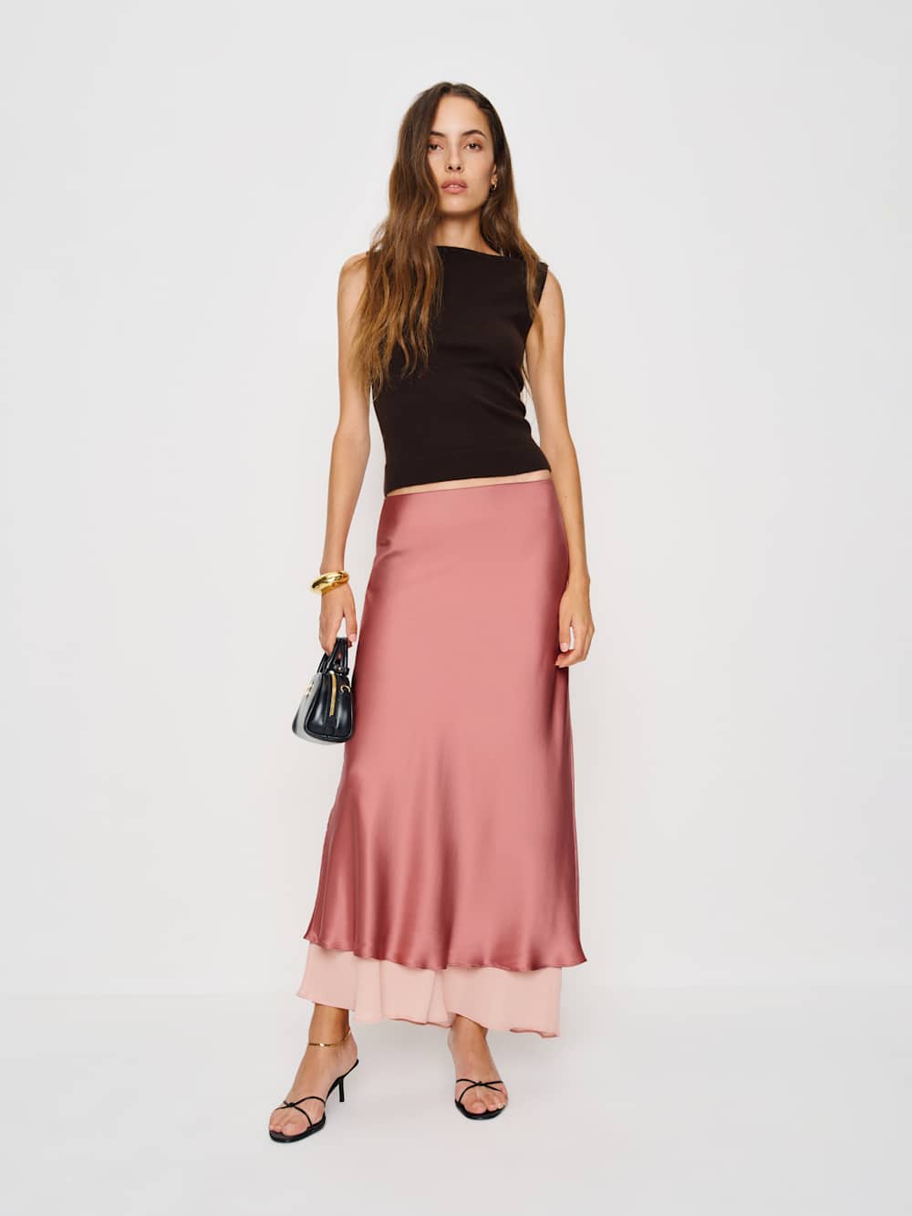Reformation Marcia Silk Skirt - Dried Rose