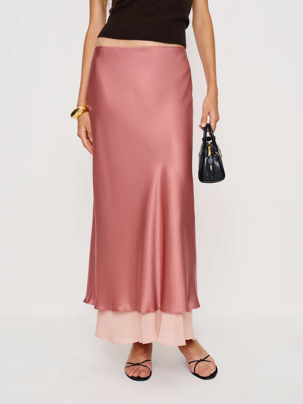Reformation Marcia Silk Skirt - Dried Rose