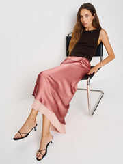Reformation Marcia Silk Skirt - Dried Rose