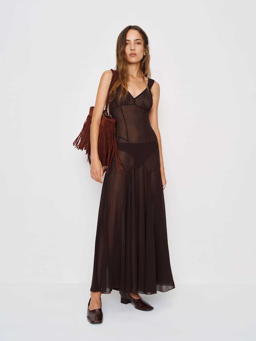 Reformation Narcissa Dress - Dark Brown