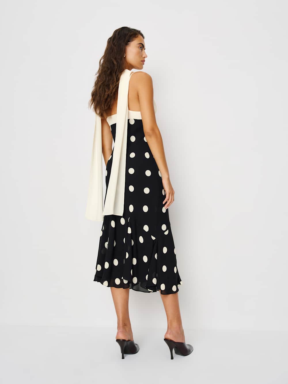 Reformation Caprina Dress - Ivory And Moon Dot