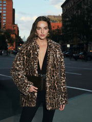 Reformation Sable Faux Fur Coat - Leopard