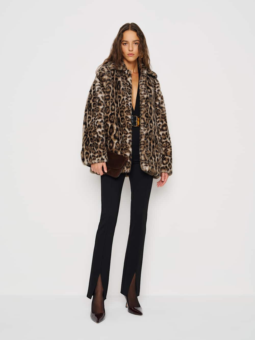 Reformation Sable Faux Fur Coat - Leopard