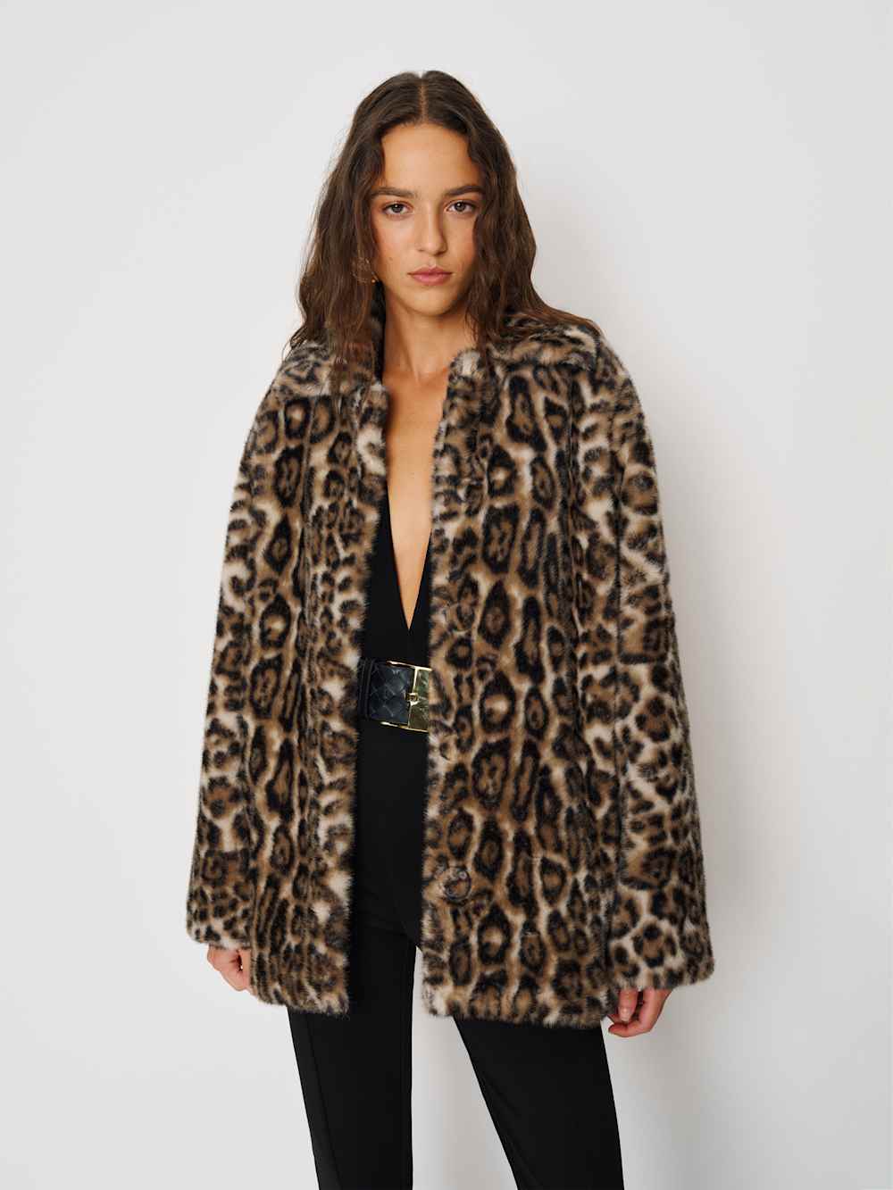 Reformation Sable Faux Fur Coat - Leopard