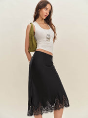 Reformation Petites Carolina Silk Skirt - Black