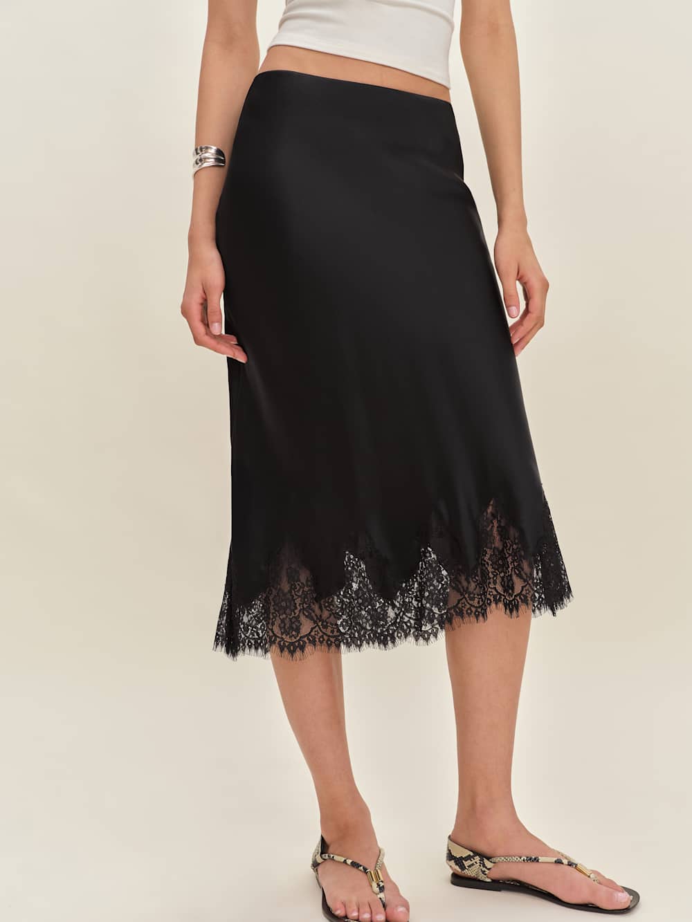 Reformation Petites Carolina Silk Skirt - Black