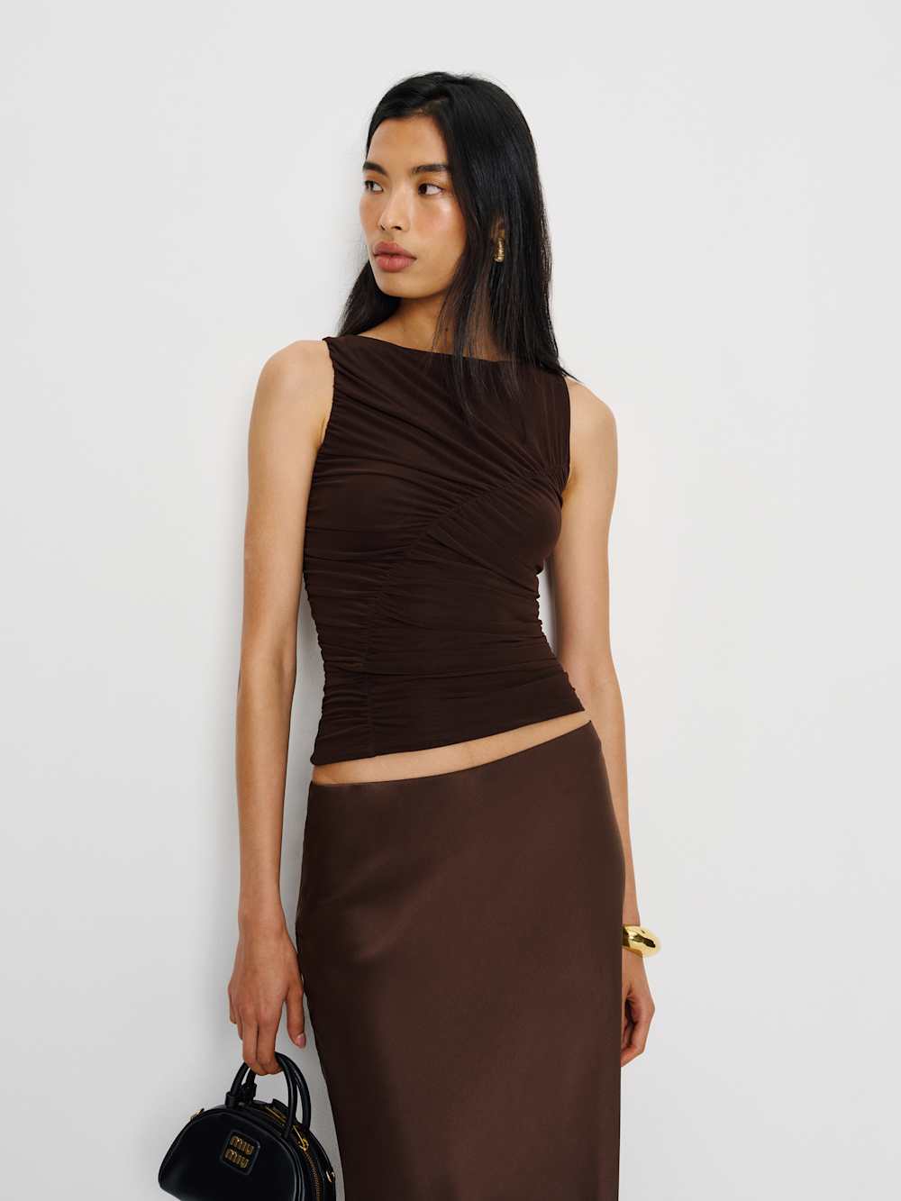 Reformation Rosie Knit Top - Dark Brown