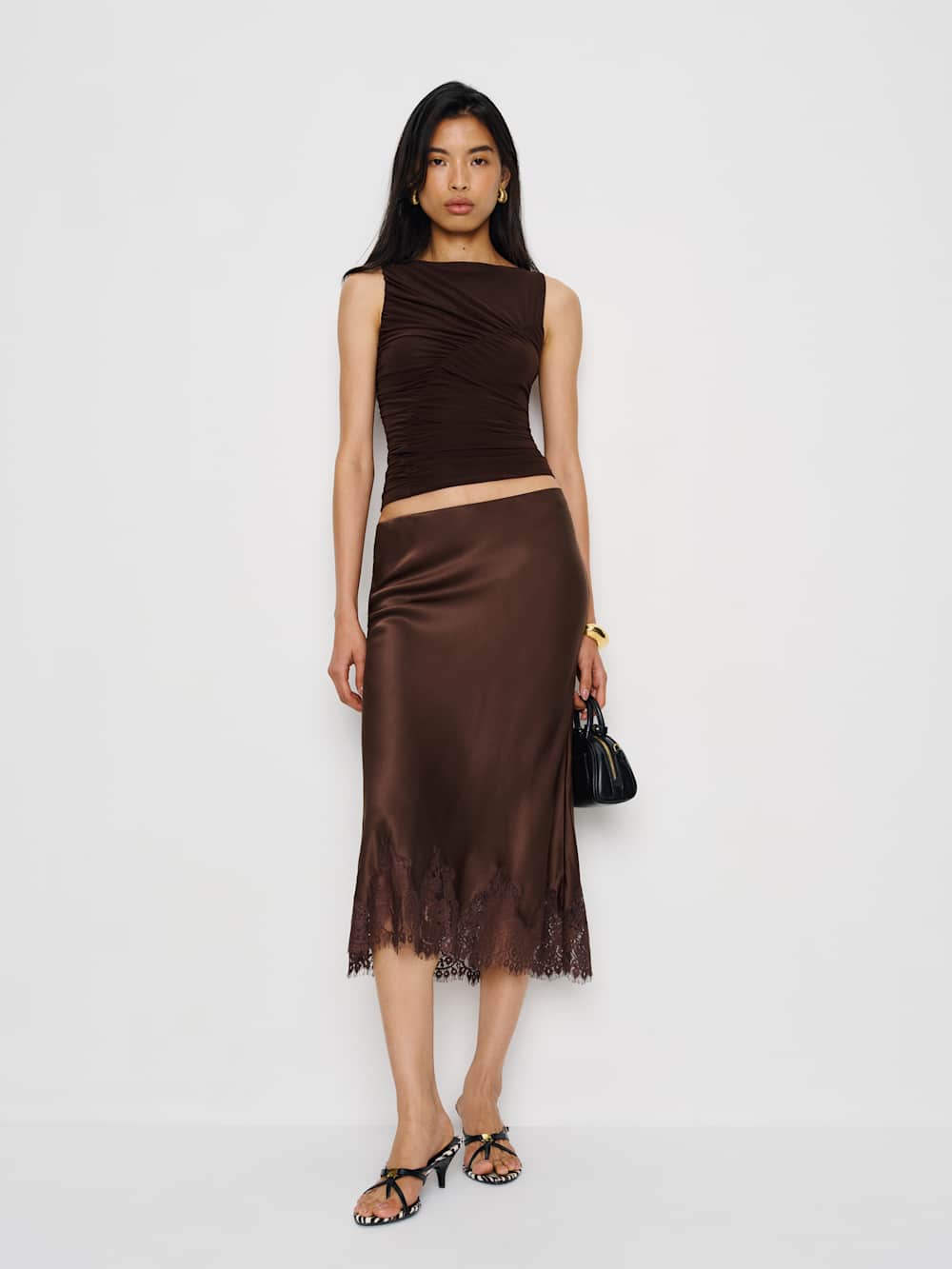 Reformation Rosie Knit Top - Dark Brown