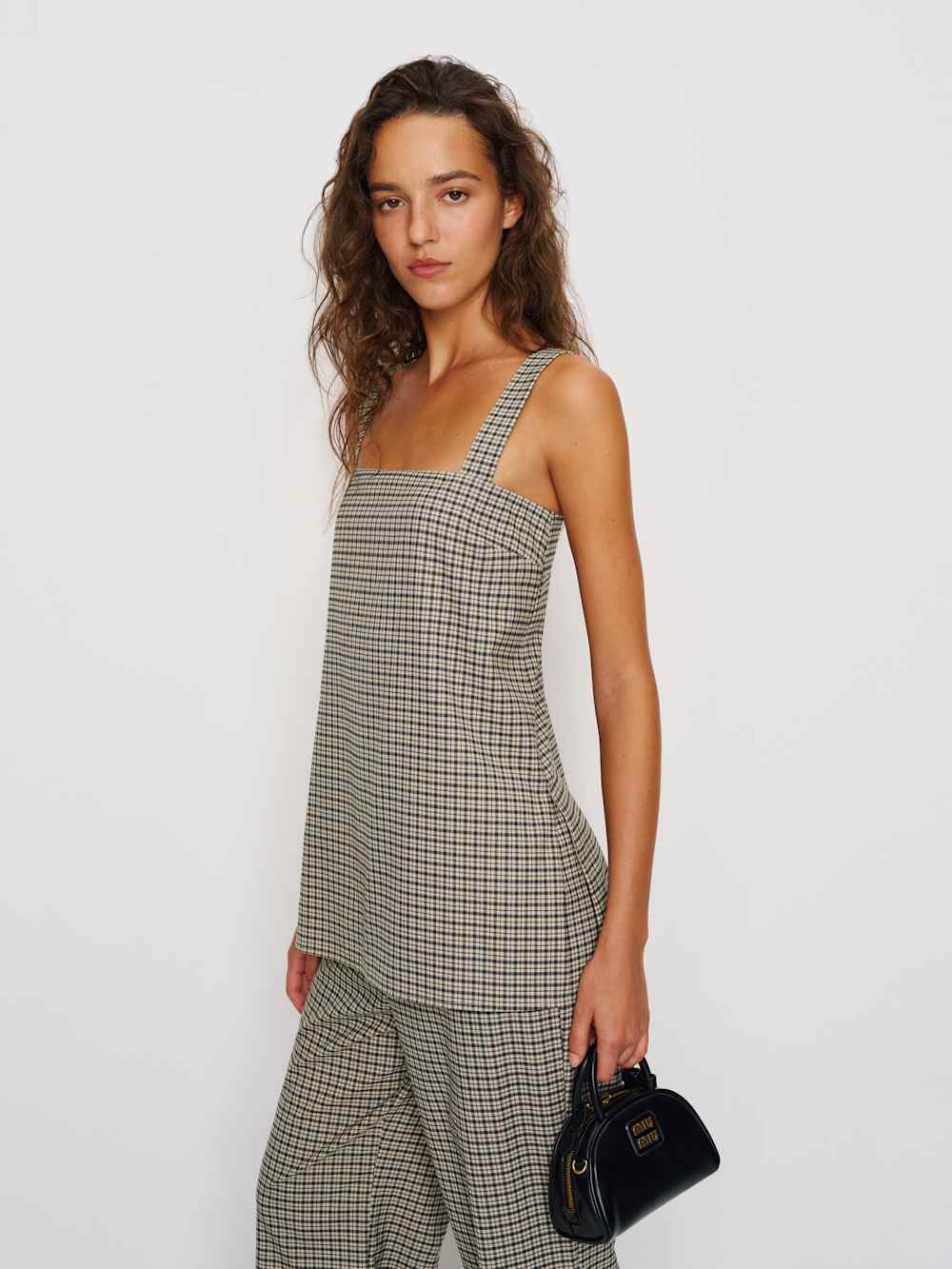 Reformation Kristen Two Piece - Beige And Black Check