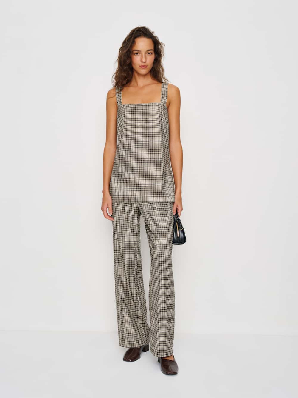 Reformation Kristen Two Piece - Beige And Black Check